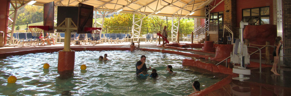 indoor outdoor hot spa with basketball hoops