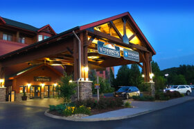 main entrance of river lodge