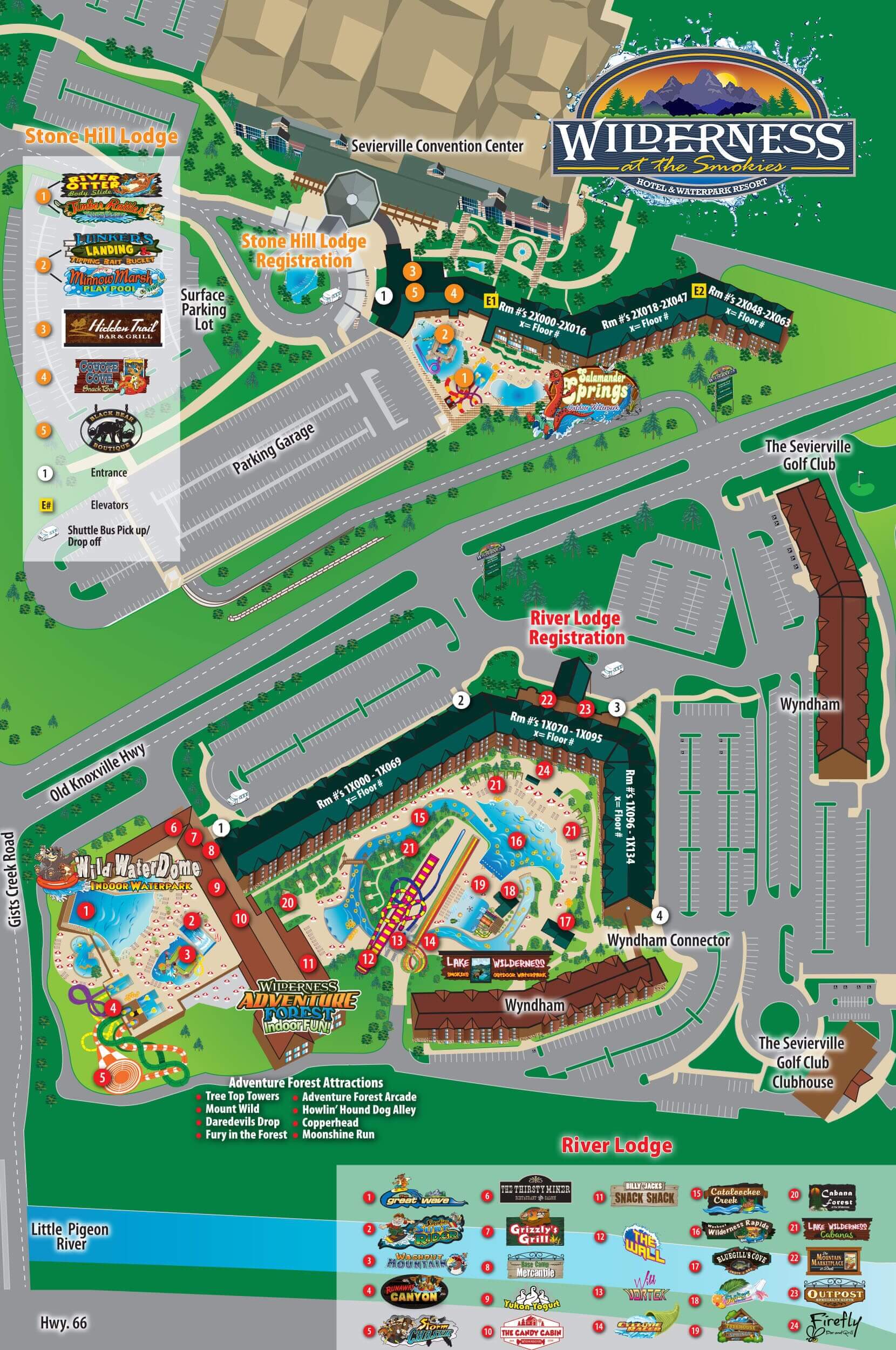 Resort Overview Map - Wilderness at the Smokies