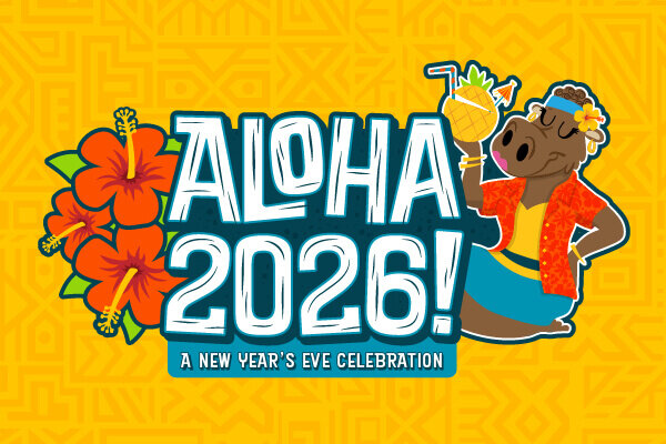 Aloha 2026 A New Year's Eve Celebration gallery image with Hawaiian themed flowers and design. For page special.