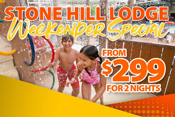 Wilderness at the Smokies Weekender Special. From $299 for 2 nights at Stone Hill Lodge.