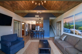 interior of mountainside cabin