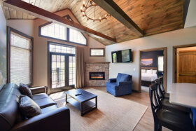 interior of mountainside cabin