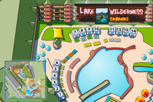 Lake Wilderness Cabanas map image to show number and location at Wilderness at the Smokies
