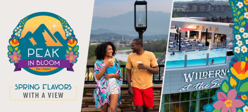 A couple enjoys drinks with a mountain view at 