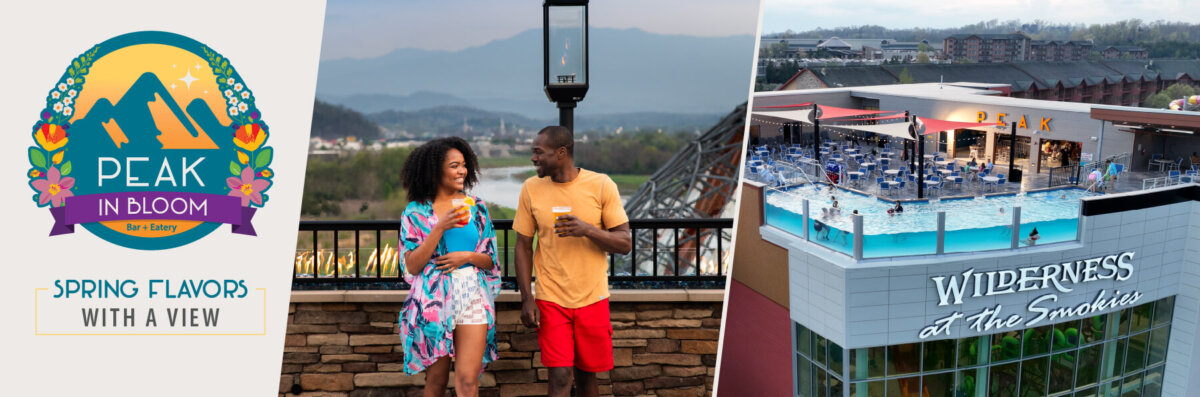 A couple enjoys drinks with a mountain view at 
